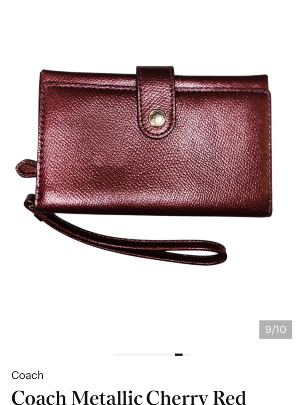 Coach Metallic Cherry Red Wristlet F53977 - GUC